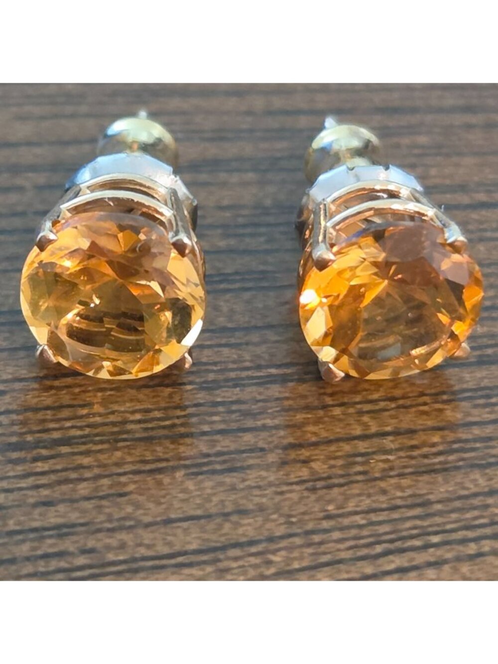 Citrine Stone 14k Yellow Gold Stud Piereced Earrings